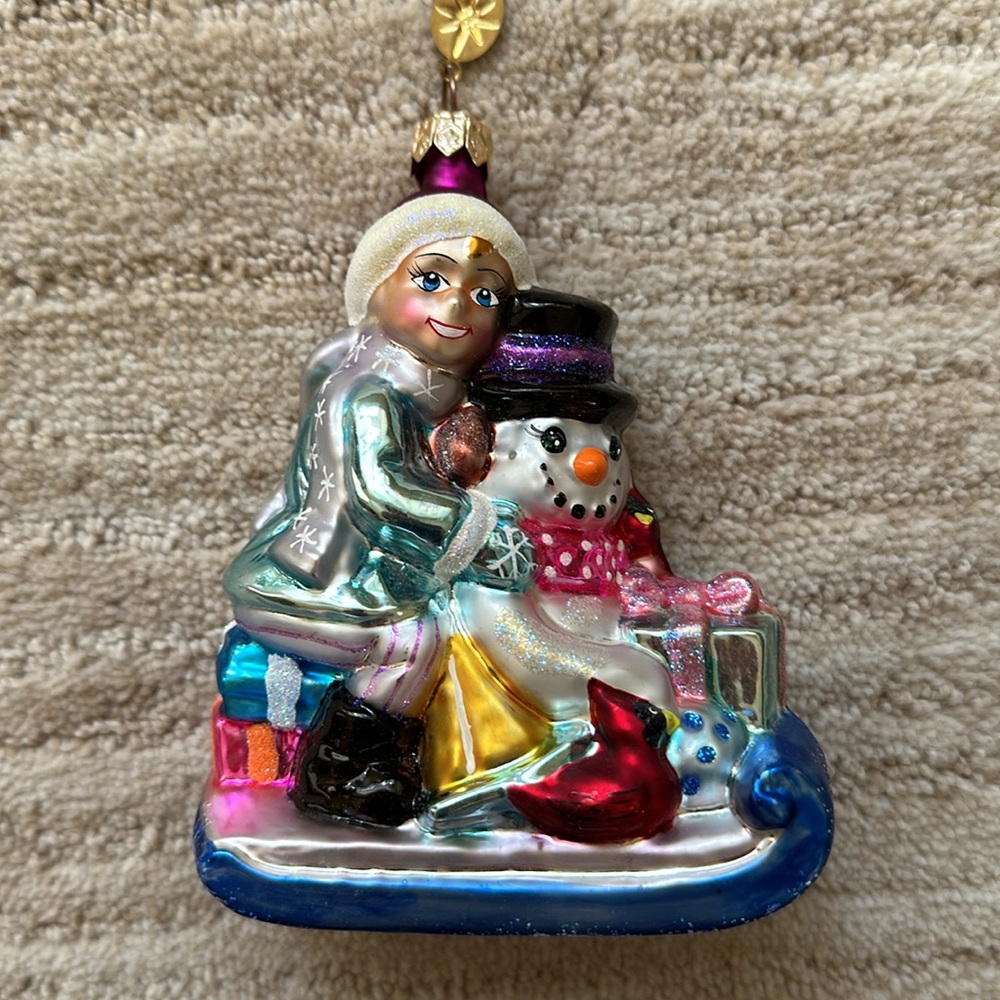 Christopher Radko "Fritz 'N' Frosty" Decorative Ornament Sledding Item #00-370-0